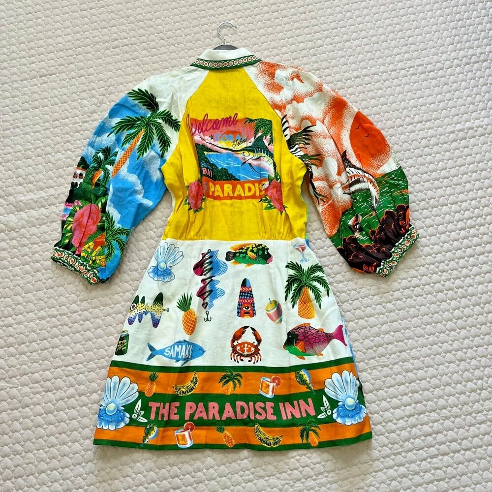 NWOT ALEMAIS Paradiso Linen Mini Shirtdress Size 6 - Picture 10 of 13